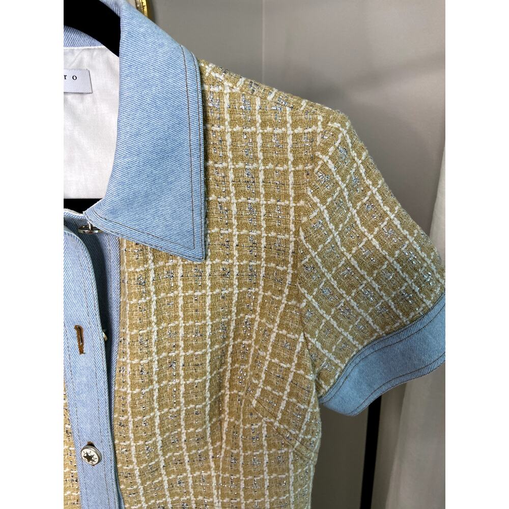 Sandro Beige and Blue Checkered Maxi Dress - Picture 4 of 7